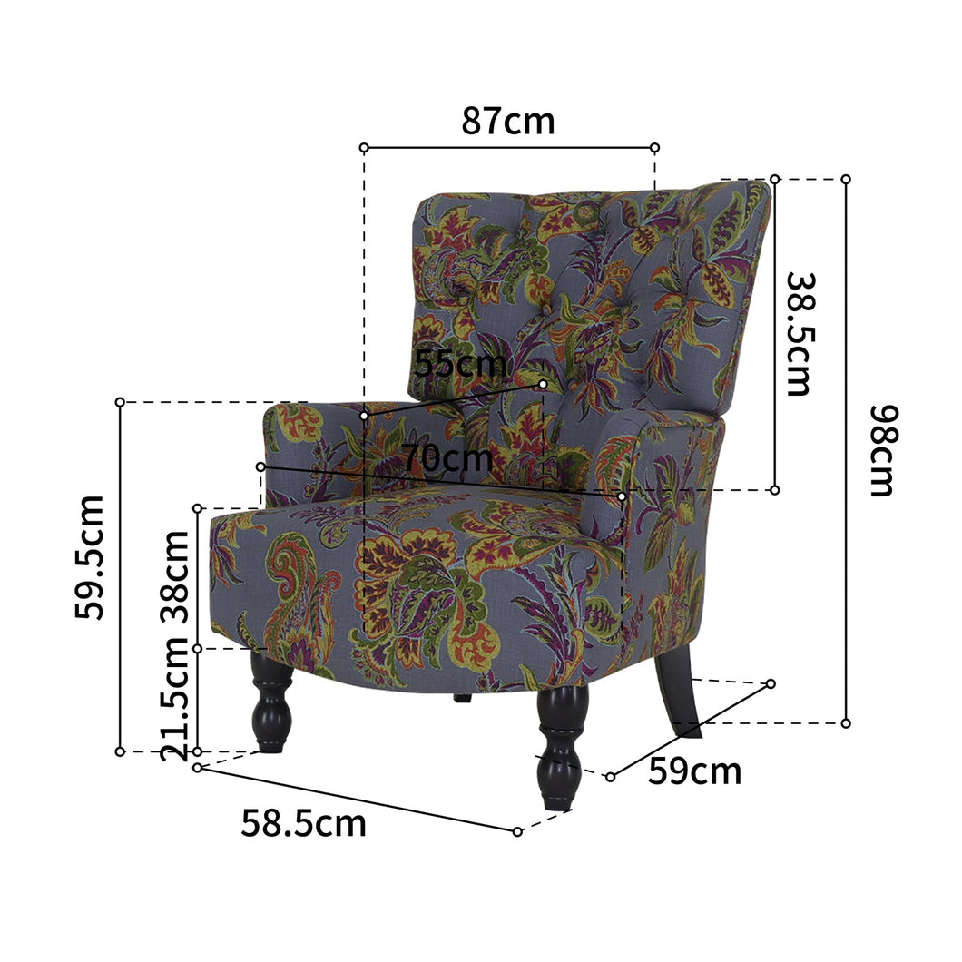 27.5 Inch  Wide Pattern Upholstered Armchair-JOVANNI PATTERN B