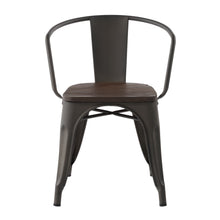 Load image into Gallery viewer, HomyCasa Wholesale Pallet Package Industrial Metal Dining Chairs with Solid Wood Seat, Tolix Style Stackable Arm Chairs with Curved Back for Patio, Kitchen, Restaurant, Bistro and Cafe
