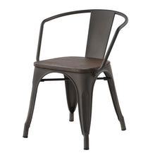 Load image into Gallery viewer, HomyCasa Wholesale Pallet Package Industrial Metal Dining Chairs with Solid Wood Seat, Tolix Style Stackable Arm Chairs with Curved Back for Patio, Kitchen, Restaurant, Bistro and Cafe
