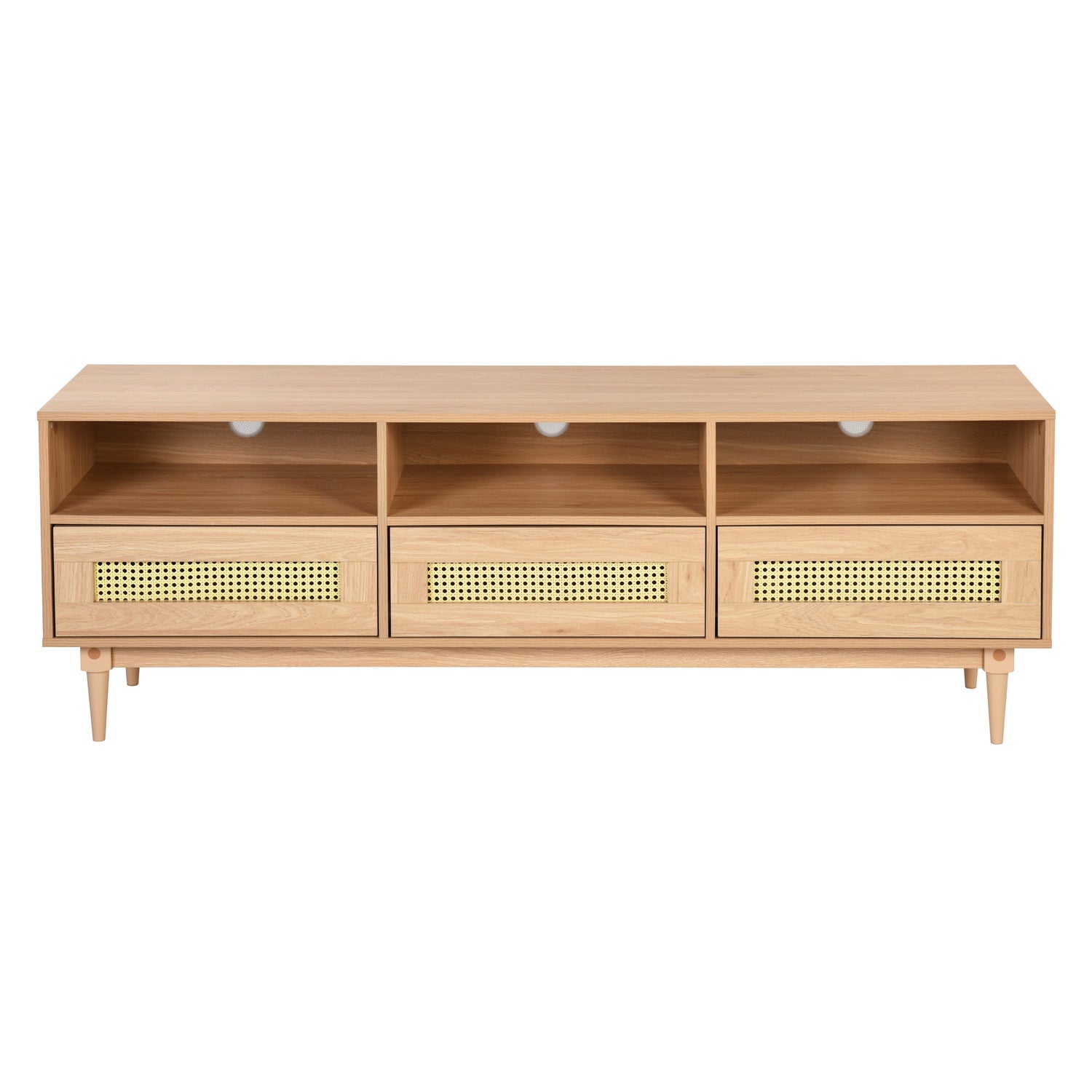 obert oak TV stand - faux rattan with MDF frame - modern and stylish for living room