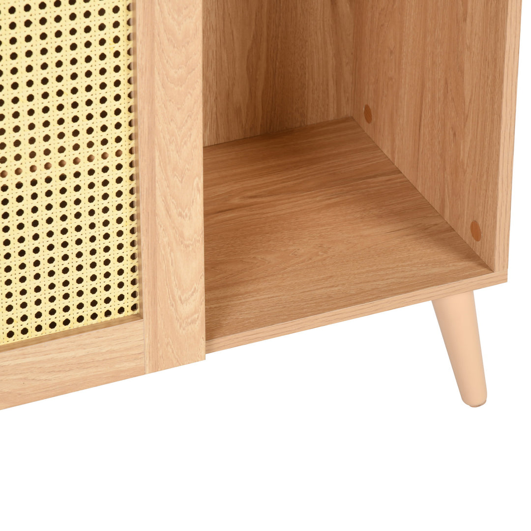 Pythia  43.3' Tall Faux rattem 2 Door Accent Cabinet-HOMY CASA