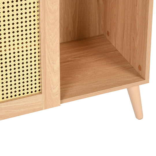 Pythia  43.3' Tall Faux rattem 2 Door Accent Cabinet-HOMY CASA