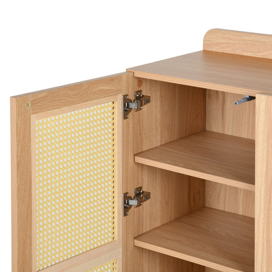 Pythia  43.3' Tall Faux rattem 2 Door Accent Cabinet-HOMY CASA