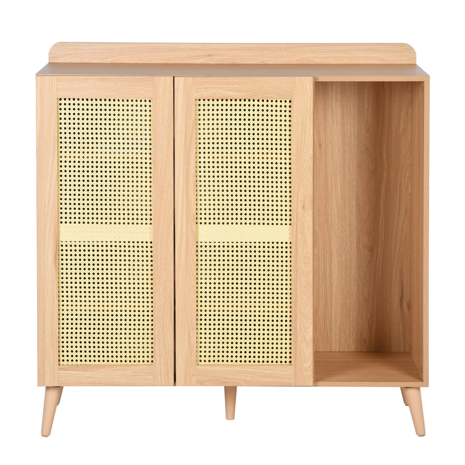 pythia oak shoe cabinet- faux rattan with MDF frame - modern and functional for entryway or hallway