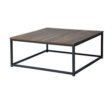 Load image into Gallery viewer, coffee table with natural wood effect and black metal structure - FACTO SQUARE
