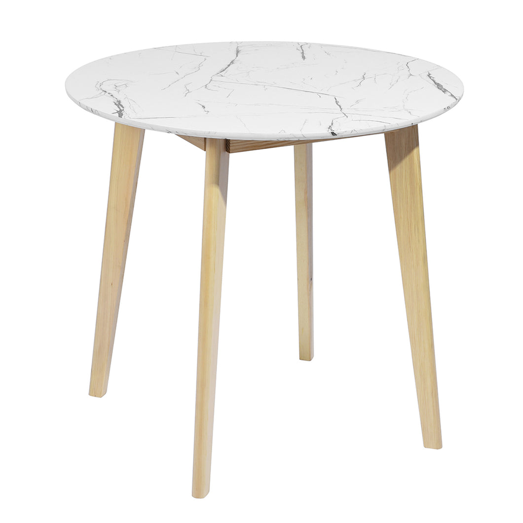 Modern round side table for 2 persons with light wood legs - CURRENCY