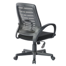 Load image into Gallery viewer, Black office chair on castors and adjustable height with mesh seat - BRASS
