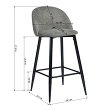 Load image into Gallery viewer, Kitchen Modern Grey Velvet seat and back Metal leg Barstool - HASEEB TERRY GREY
