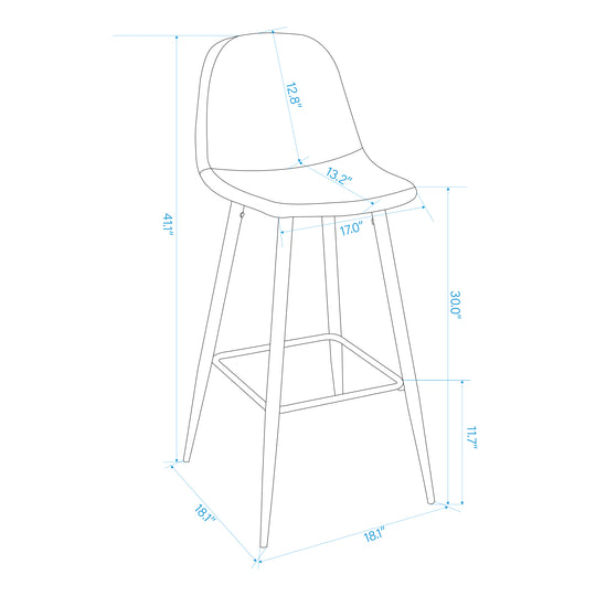 Charlton 30" Upholstered Bar Stools with Back Bar Chair Set of 2-HOMY CASA