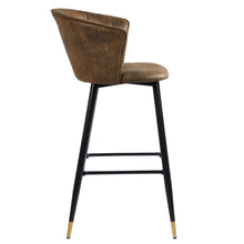 Load image into Gallery viewer, 26&#39;&#39;/30&#39;&#39; Vintage Brown Counter Bar Stool Set of 2 with Armrest, Suede Seat Bar Chair&amp; Back with Black Golden Legs, Kitchen Island
