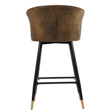 Load image into Gallery viewer, 26&#39;&#39;/30&#39;&#39; Vintage Brown Counter Bar Stool Set of 2 with Armrest, Suede Seat Bar Chair&amp; Back with Black Golden Legs, Kitchen Island
