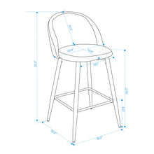 Load image into Gallery viewer, 26&quot; Upholstered Counter Height Bar Stool Bar Chairs Set of 2
