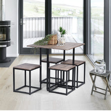 Load image into Gallery viewer, MAGALLANES Industrial Wooden 5-Piece Dining Set - HomyCasa
