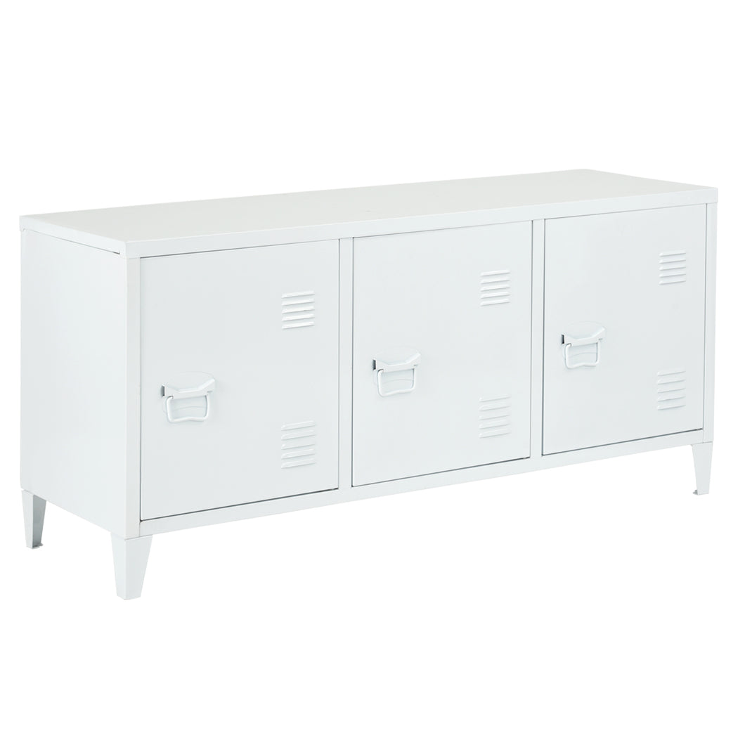 Single Door Metal Storage Cabinet, Locker Metal Multifuction 2-Tier Home Kitchen Office Storage Sideboard Cupboard Console MATAPOURI