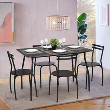 Load image into Gallery viewer, Set of one table and four chairs in a classic black and dark wood look - REEDER
