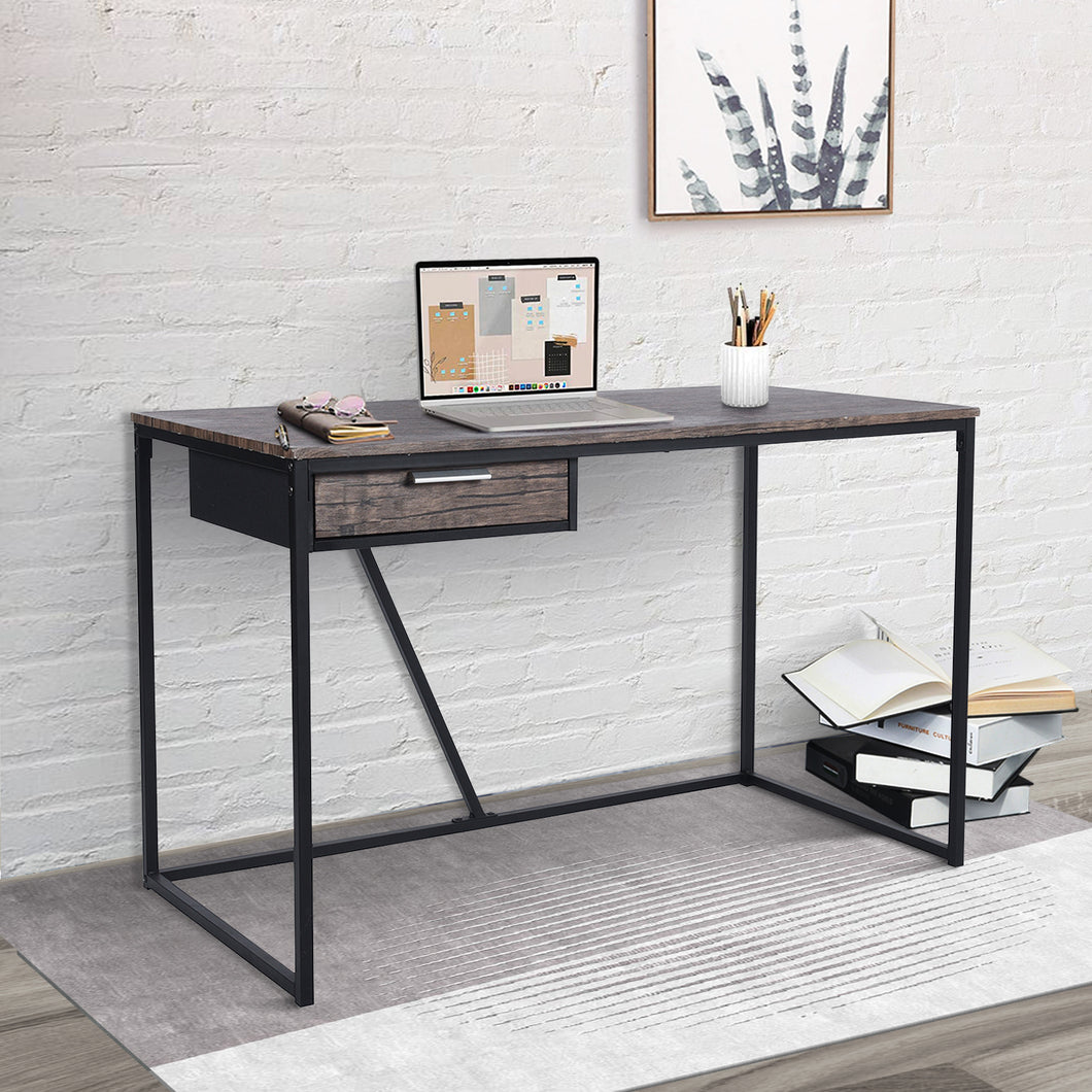 1-drawer Espresso Wood/Matte Black Metal Desk