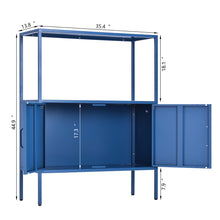 Load image into Gallery viewer, Metal Storage Cabinet Blue 2 Door Accent Cabinet
