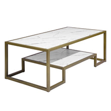 Load image into Gallery viewer, HomyCasa 2-Tier Coffee Table End Table 43.3 Inch Modern Side Table MDF/Marble with Open Shelf for Living Room Home Furniture SURI COFFEE
