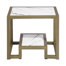Load image into Gallery viewer, Furniture R End Table with Storage Shelf Muti-Function Side Table Bedside Table MDF Brown/Marble SURI
