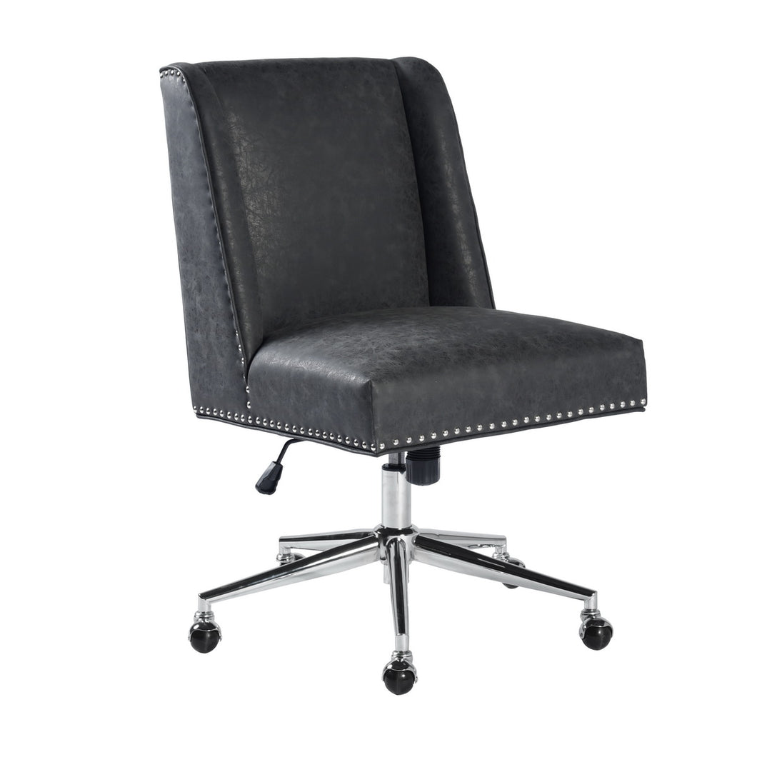Luxury style office chair with metal button detail, castors and adjustable height - SUTTNER