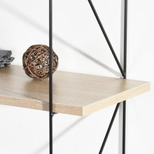 Load image into Gallery viewer, Wall-mounted storage shelf with 3 levels in light wood effect and black - TERZO
