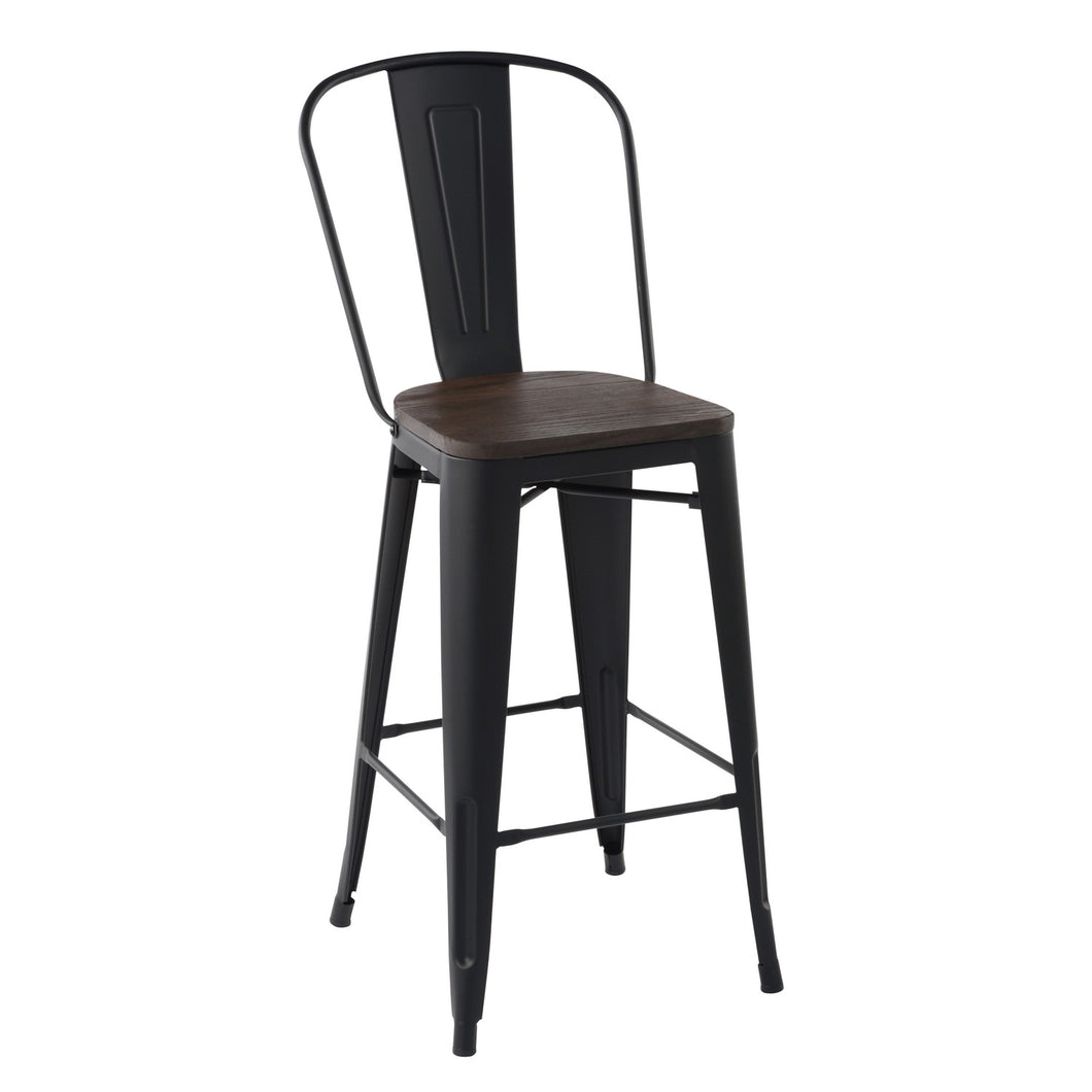 HomyCasa + Industrial 29 Inch Metal Bar Stools Wholesale Pallet package with Splat Back and Solid Wood Seat, Tolix Style Stackable Stools for Kitchen, Bistro, Pub