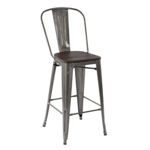 Load image into Gallery viewer, HomyCasa + Industrial 29 Inch Metal Bar Stools Set of 4 with Splat Back and Solid Wood Seat, Tolix Style Stackable Stools for Kitchen, Bistro, Pub
