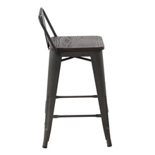 Load image into Gallery viewer, HOMYCASA Industrial 24 Inch Metal Counter Height Bar Stools Wholesale Pallet package with Low Back and Solid Wood Seat, Tolix Style Stackable Stools for Kitchen, Bistro, Pub
