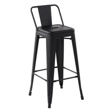 Load image into Gallery viewer, HOMYCASA Industrial 29 Inch Metal Bar Stools Set of 4 with Low Back, Tolix Style Stackable Stools for Kitchen, Bistro, Pub
