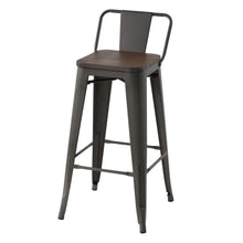 Load image into Gallery viewer, HOMYCASA Industrial 29 Inch Metal Bar Stools Wholesale Pallet package with Low Back and Solid Wood Seat, Tolix Style Stackable Stools for Kitchen, Bistro, Pub
