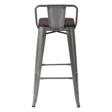 Load image into Gallery viewer, HOMYCASA Industrial 29 Inch Metal Bar Stools Set of 4 with Low Back and Solid Wood Seat, Tolix Style Stackable Stools for Kitchen, Bistro, Pub
