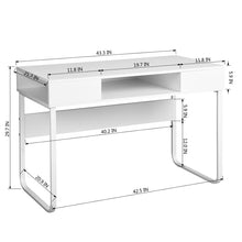 Load image into Gallery viewer, 43.3 In Home Office Desk White Writing Desk with Storage WIRE - HomyCasa

