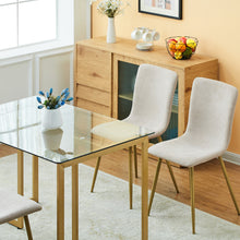 Load image into Gallery viewer, Modren Dining Chairs Set of 4,with Fabric Seat &amp; Back with Golden Legs for Dining Room
