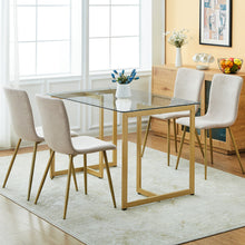 Load image into Gallery viewer, Modren Dining Chairs Set of 4,with Fabric Seat &amp; Back with Golden Legs for Dining Room
